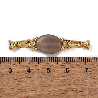 Rack Plating Brass and Grey Agate Flod Over Clasps KK-B103-13G-1