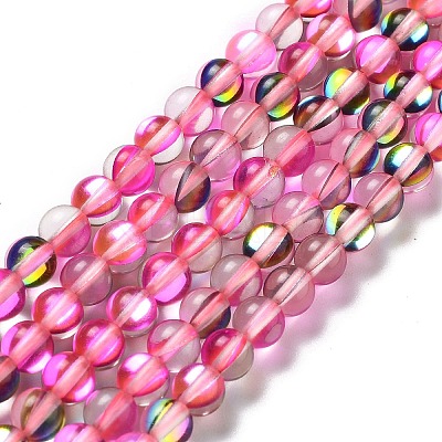 Synthetic Moonstone Beads Strands G-P528-J01-10-1