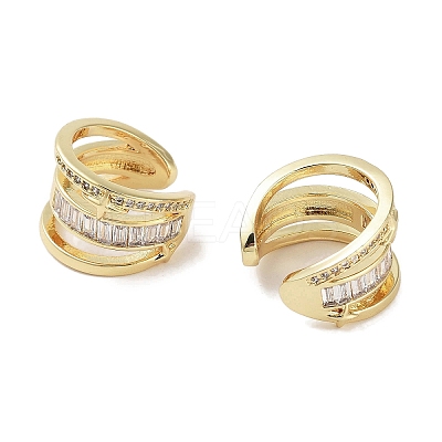 Star Brass Micro Pave Cubic Zirconia Cuff Earrings EJEW-E310-20G-1