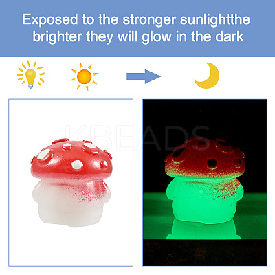 32Pcs 8 Style Luminous Mushroom Resin Display Ornaments DJEW-TA0001-02-1
