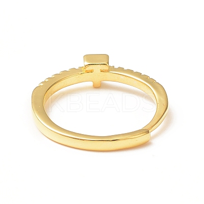 Clear Cubic Zirconia Initial Letter Adjustable Ring RJEW-C052-01G-T-1