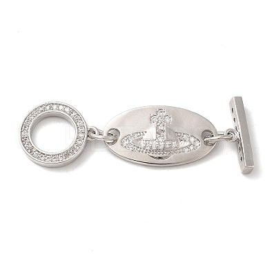 Brass Micro Pave Clear Cubic Zirconia Toggle Clasps KK-M243-11P-1