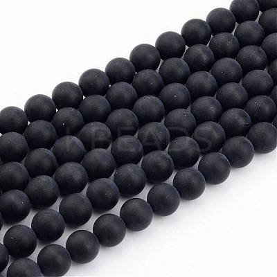 Dyed & Heated Natural Black Agate Bead Strands G-H056-4mm-1