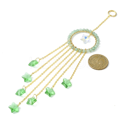 Glass Star Pendant Decorations HJEW-JM01113-03-1