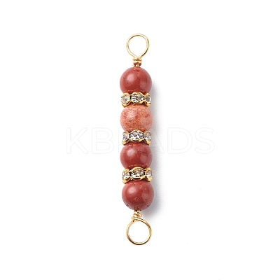 Natural Mixed Gemstone Connector Charms PALLOY-JF01891-1