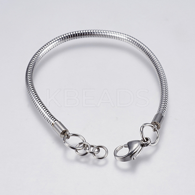 Tarnish Resistant 304 Stainless Steel Round Snake Chain Bracelet Making X-STAS-F139-056P-D-1