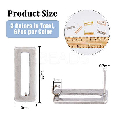 18Pcs 3 Color 201 Stainless Steel Stud Earring Findings STAS-DC0014-84-1