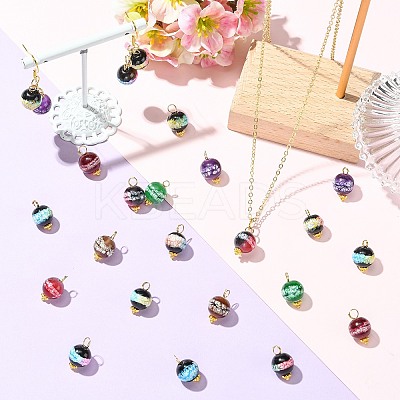 100Pcs Baking Paint Imitation Jade Glass Pendants PALLOY-CJ00195-1