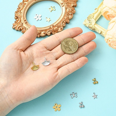 5Pcs 5 Styles 201/304 Stainless Steel Charms STAS-YW000-40G-1
