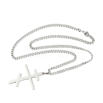 Russian Orthodox Cross 201 Stainless Steel Pendant Twisted Chain Necklaces NJEW-C104-01B-P-1