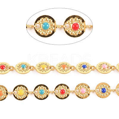 Ion Plating(IP) 304 Stainless Steel Flat Round with Flower Link Chains STAS-N092-125-1