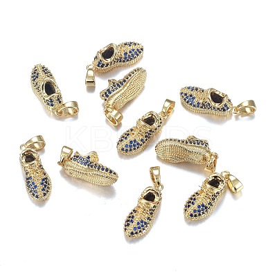 Brass Micro Blue Cubic Zirconia Pendants ZIRC-F120-063G-1