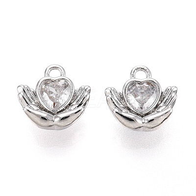 Brass Micro Pave Clear Cubic Zirconia Charms KK-N267-20P-1