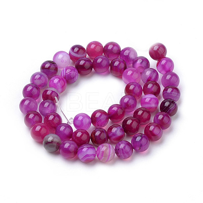 Natural Striped Agate/Banded Agate Beads Strands G-S259-04G-6mm-1
