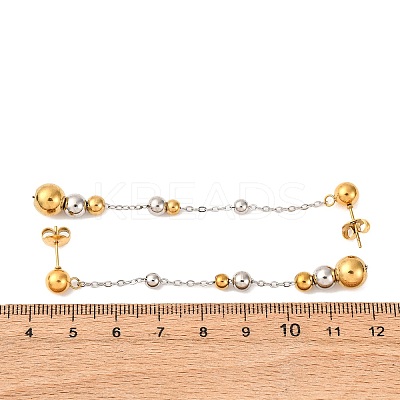 304 Stainless Steel Two Tone Round Tassel Stud Earrings EJEW-A136-05A-GP-1