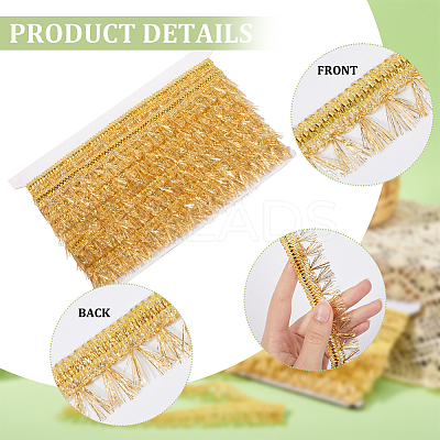 15 Yards Filigree Polyester Lace Fringe Trim OCOR-WH0089-13A-1