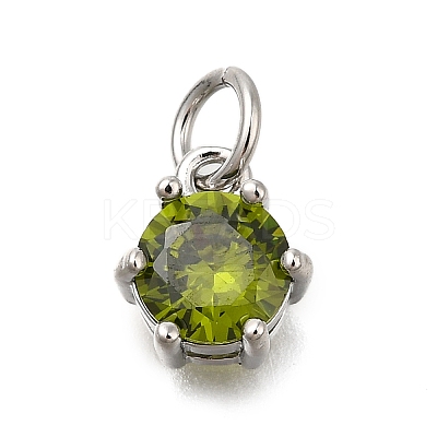 Brass Pave Cubic Zirconia Pendants KK-V002-23P-03-1