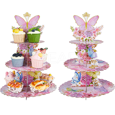 2Pcs 3 Tier Paper Cupcake Stand DIY-DC0003-92A-1