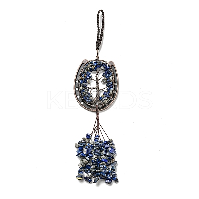 Natural Lapis Lazuli Chip Tree of Life Pendants Decoration G-F733-06F-1
