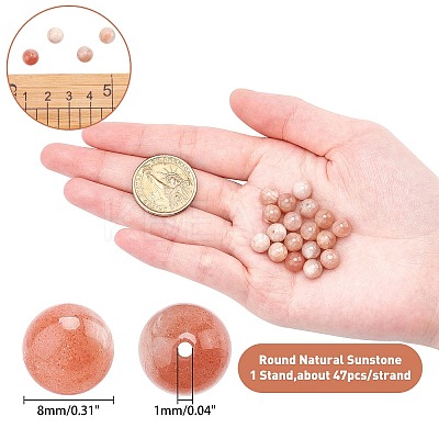 Round Natural Sunstone Beads Strands G-AR0001-69-1