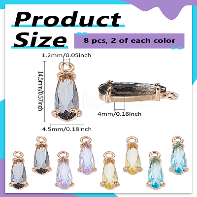 8Pcs 4 Colors Faceted Glass Charms GLAA-LP0001-21-1