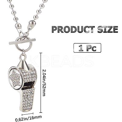 1pc Stainless Steel Whistle Pendant Necklaces NJEW-CN0001-08-1