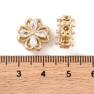 Brass Micro Pave Clear Cubic Zirconia Beads KK-S389-21G-1