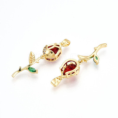 Brass Micro Pave Cubic Zirconia Pendants KK-N254-221G-03-1