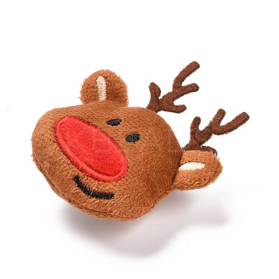 Christmas Deer Cotton & Non-Woven & Velvet Fabric Brooch JEWB-A003-13-1