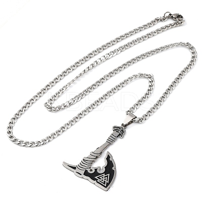 Viking Style Titanium & 201 Stainless Steel Pendant Necklaces NJEW-C066-11P-1