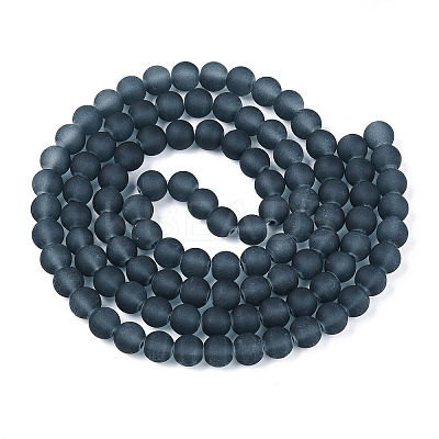 Frosted Transparent Glass Beads Strands GLAA-S031-8mm-12-01-1