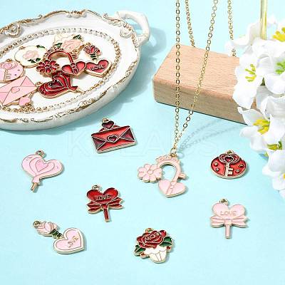 30Pcs 15 Styles Valentine's Day Theme Alloy Enamel Pendants ENAM-FS0004-22-1