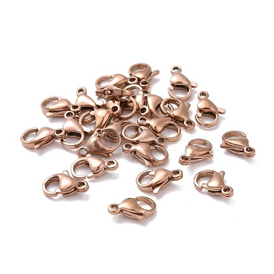 Ion Plating(IP) 304 Stainless Steel Lobster Claw Clasps STAS-H353-E-02RG-1