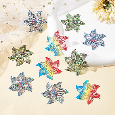 18Pcs 3 Colors 430 Stainless Steel Filigree Pendants STAS-UN0036-03-1