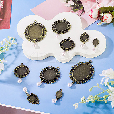 10Pcs 5 Style Alloy Pendant Cabochon Settings HJEW-TAC0119-1