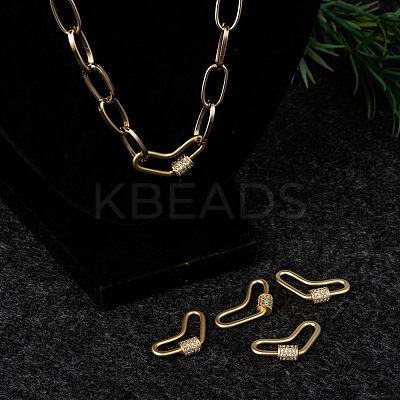 Brass Micro Pave Cubic Zirconia Screw Carabiner Lock Charms ZIRC-G160-60G-1