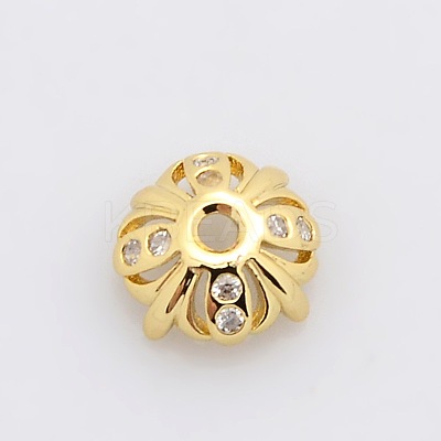 4-Petal Brass Micro Pave Cubic Zirconia Bead Caps ZIRC-P007-01G-NR-1