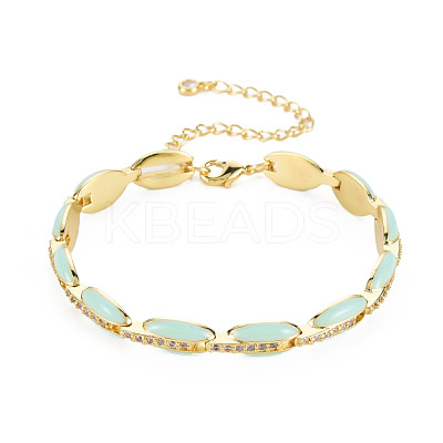 Brass Micro Pave Cubic Zirconia Link Chain Bracelet for Women BJEW-T020-05G-05-1