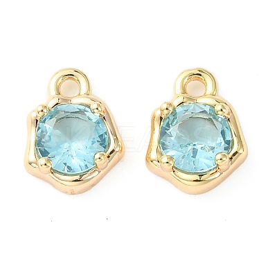Brass Micro Pave Cubic Zirconia Charms KK-L208-10G-06-1