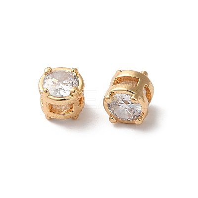 Brass Pave Clear Glass Multi Strand Links KK-C062-055G-1