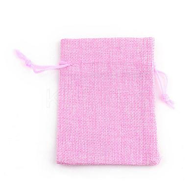 Polyester Imitation Burlap Packing Pouches Drawstring Bags ABAG-R005-14x10-19-1