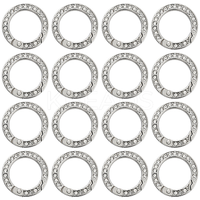 16Pcs Alloy Rhinestone Spring Gate Rings FIND-SP0004-52B-1