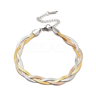 304 Stainless Steel Interlocking Herringbone Chain Bracelet for Men Women LS-BJEW-H554-01-1