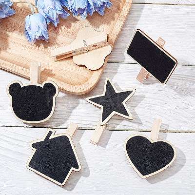24 Pcs 6 Styles Wooden Blackboard Clip DIY-GF0003-59-1
