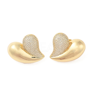 Rack Plating Brass Micro Pave Clear Cubic Zirconia Stud Earrings for Women EJEW-G394-12B-G-1