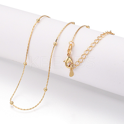 Brass Ball Boston Link Chain Necklaces NJEW-N054-14G-1