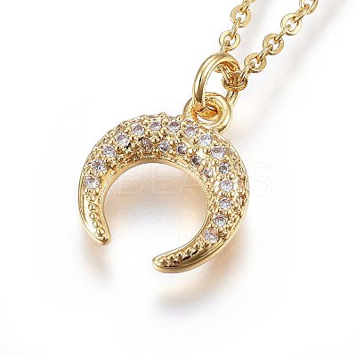 Brass Micro Pave Cubic Zirconia Pendant Necklaces NJEW-L146-07G-1
