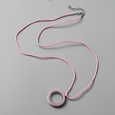 Blank Living Floating Memory Crystal Rhinestone Flat Round Locket Necklace NJEW-WH0002-12D-1