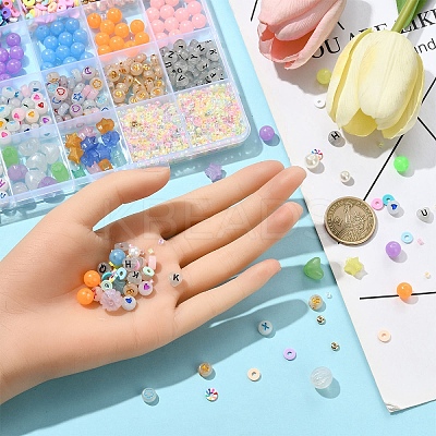 DIY Luminous Acrylic & Plastic Beads Stretch Bracelets Making Kits DIY-YW0011-66-1