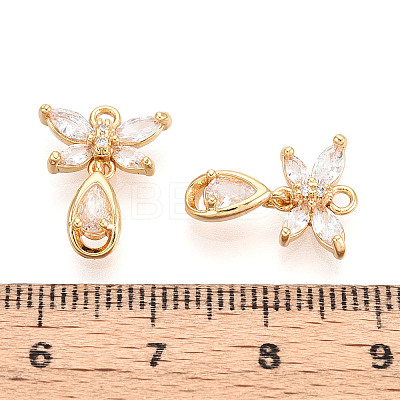 Brass Micro Pave Clear Cubic Zirconia Pendants KK-T078-05G-01-1
